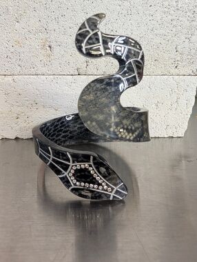 Bracelet Snake Swirl Black Resin Snake Arm Cuff with Rhinestone Accents